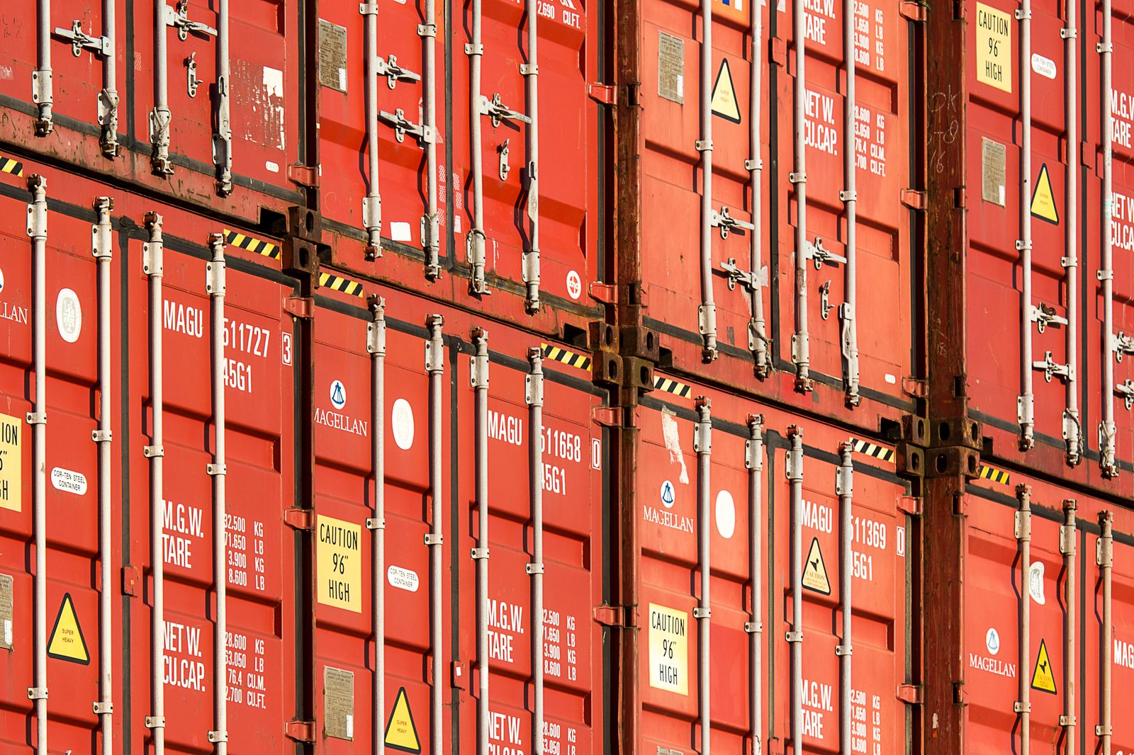 Stacks of shipping containers