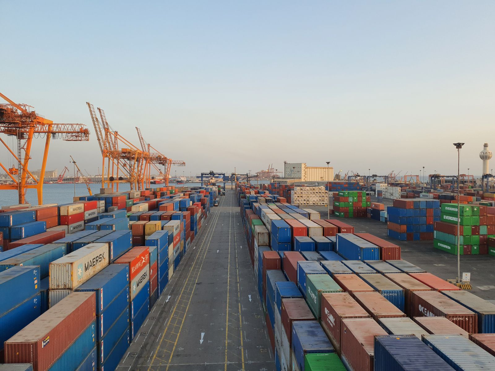 Aerial view of a container terminal